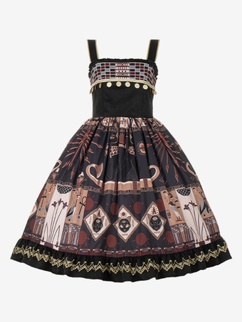 ゴシックロリータ ドレス フリル レース 花柄 ブラック ブラック