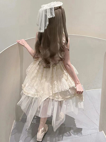 ゴスロリ ドレス フリル レース ブラック アプリコット