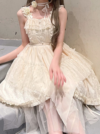 ゴスロリ ドレス フリル レース ブラック アプリコット