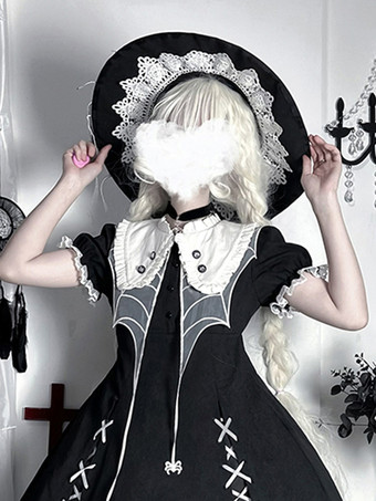 ゴスロリ帽子 ブラックアクセサリー ポリエステルロリータアクセサリー