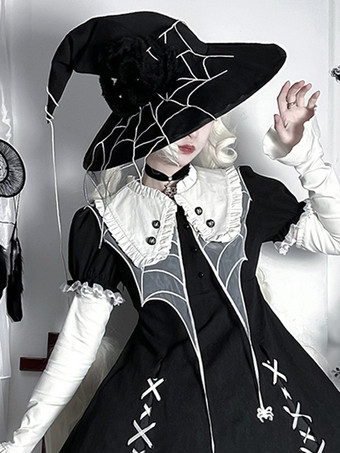 ブラック ゴスロリ帽子 ブラックアクセサリー ポリエステルロリータアクセサリー