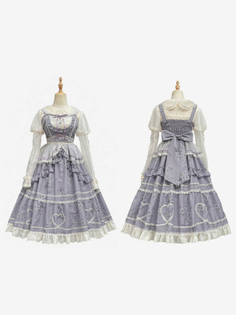 スイートロリータドレスポリエステルノースリーブジャンパーロリータドレス