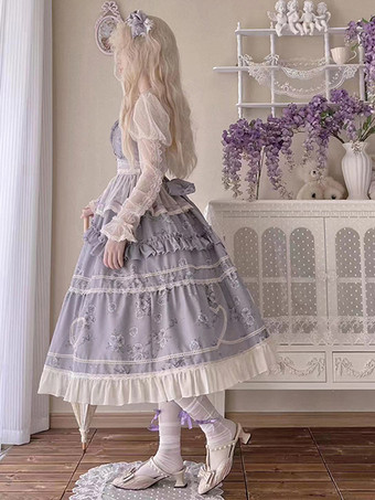 スイートロリータドレスポリエステルノースリーブジャンパーロリータドレス