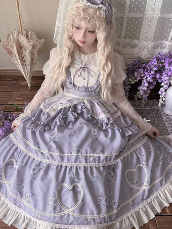 スイートロリータドレスポリエステルノースリーブジャンパーロリータドレス