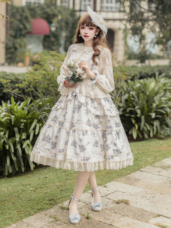 スイートロリータドレスポリエステルノースリーブジャンパーロリータドレス