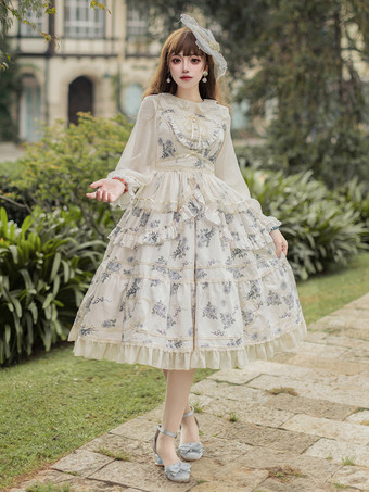 スイートロリータドレスポリエステルノースリーブジャンパーロリータドレス