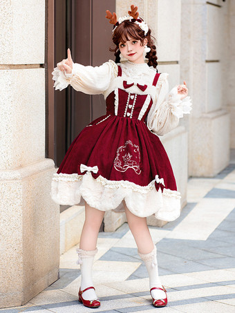 スイートロリータドレス コーデュロイノースリーブジャンパーロリータドレス