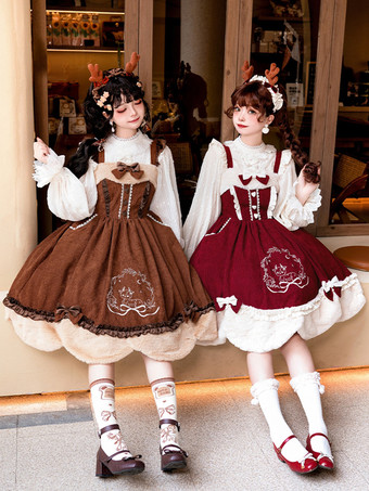 スイートロリータドレス コーデュロイノースリーブジャンパーロリータドレス
