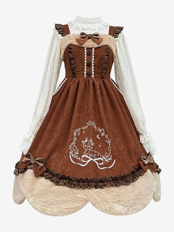 スイートロリータドレス コーデュロイノースリーブジャンパーロリータドレス