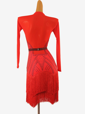 ラテンダンスドレス トゥレレッド レディース エレガント ライクラスパンデックス ドレス ダンスウェア