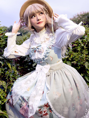 ゴスロリ ブラウス ロリータ トップ ブラック 長袖 レース リボン リボン ロリータ シャツ