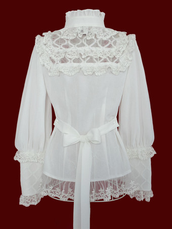 ゴスロリ ブラウス ロリータ トップ ブラック 長袖 レース リボン リボン ロリータ シャツ