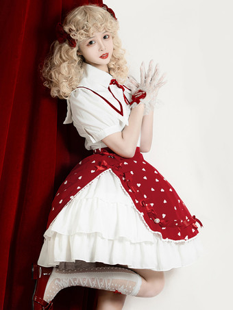 スウィートロリータ SK マジックティーパーティーフリルホワイトハート柄ロリータスカート
