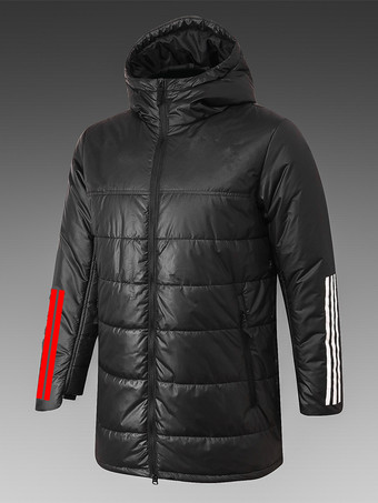 SchwarzHerrenparka Herrenjacken Mäntel Daunenparka Bequeme Streetwear mit Kapuze Schwarz Weiß