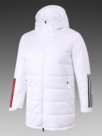 WeißHerrenparka Herrenjacken Mäntel Daunenparka Bequeme Streetwear mit Kapuze Schwarz Weiß