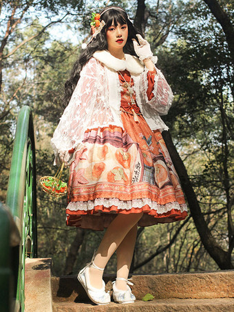 中国風ロリータドレス弓長袖シフォン中国風花柄紫中国風ロリータ