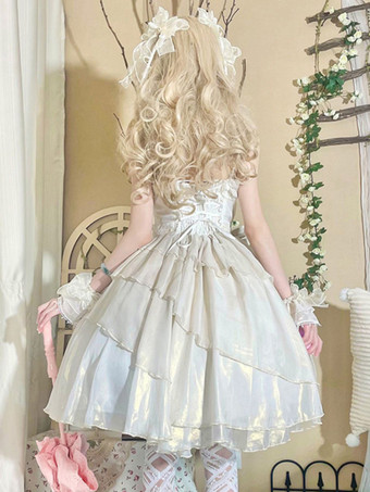 スイートロリータドレスポリエステルノースリーブジャンパーロリータドレス