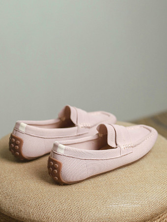 ソフトピンクレディース フラット ローファー ラウンドトゥ スリッポン カジュアル シューズ