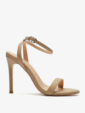 レディース ヒール サンダル ブラック オープントゥ スティレット ヒール サンダル 靴