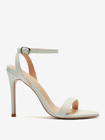 レディース ヒール サンダル ブラック オープントゥ スティレット ヒール サンダル 靴