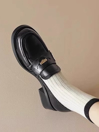 ブラック レディース ブラウン ローファー ラウンドトゥ スリッポン ペニー ローファー