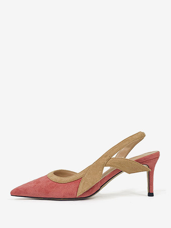 ピンクレディース ハイヒール スエード スティレットヒール スリッポン パンプス