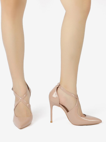 レディース ハイヒール プラス サイズ サース クロス スティレット ヒール パンプス