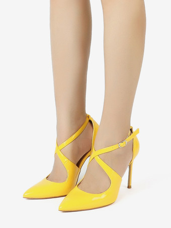 レディース ハイヒール プラス サイズ サース クロス スティレット ヒール パンプス