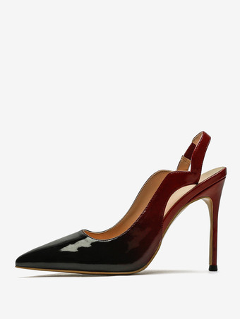 Black+RedWomen's High Heels Plus Size Pointed Toe Slingback Pumps