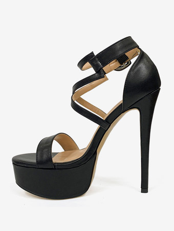 SchwarzDamen-Sandalen mit offenem Zehenbereich Stiletto-Absatz