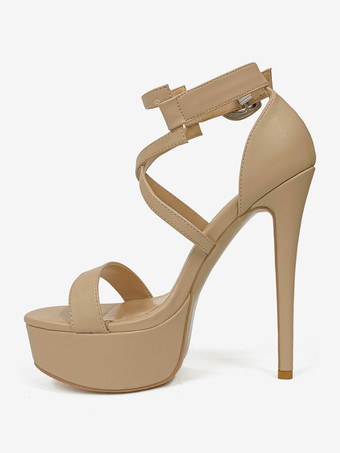 Nude TönenDamen-Sandalen mit offenem Zehenbereich Stiletto-Absatz