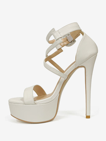 WeißDamen-Sandalen mit offenem Zehenbereich Stiletto-Absatz