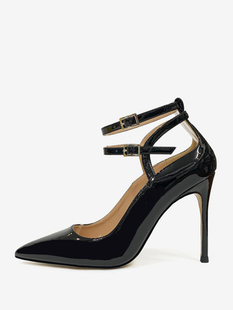 Nero Décolleté da donna con cinturino alla caviglia con fibbia e punta a punta