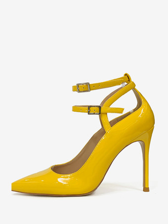 GialloDécolleté da donna con cinturino alla caviglia con fibbia e punta a punta