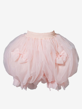 甘いロリータ ペチコート ポリエステル フリル リボン ホワイト ロリータ アンダースカート