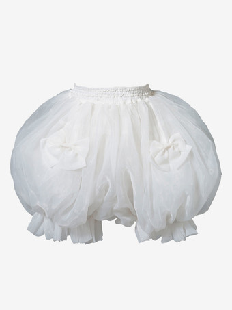 甘いロリータ ペチコート ポリエステル フリル リボン ホワイト ロリータ アンダースカート