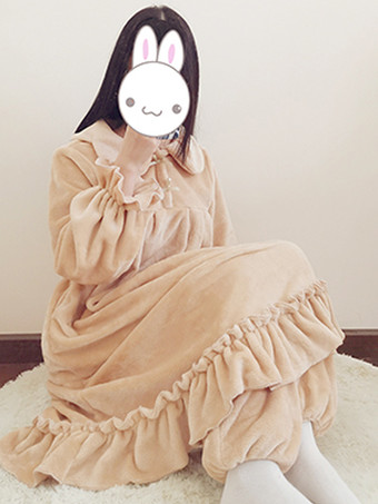 ライトブラウンゴスロリ衣装 ライトブラウン リボン フリル 長袖 パンツ トップ