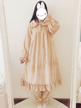 ゴスロリ衣装 ライトブラウン リボン フリル 長袖 パンツ トップ