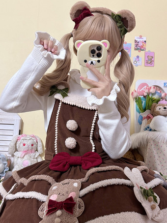 Süßes Lolita-Kleid aus Polyester ärmellos süßes Pullover-Lolita-Kleid
