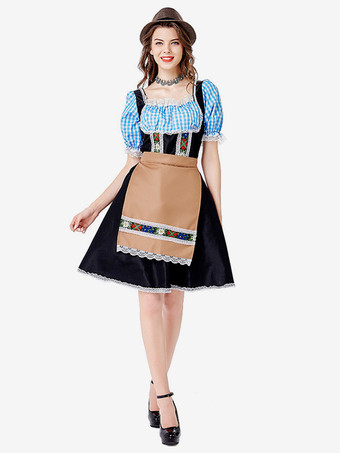 ブラック コスチューム ホリデーグッズ ホリデーコスチューム ハロウィン ユーロスタイル チェック柄 ブラック ポリエステル繊維