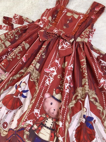 Vestido dulce de lolita Poliéster Sin mangas Volantes Dulce vestido de lolita tipo jersey