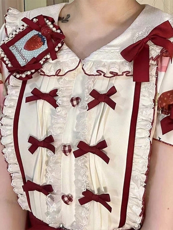 スイートロリータドレス ポリエステル半袖ドレス ROCOCO風ロリータドレス