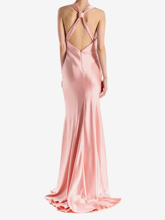 ブライズメイドドレス 弾性シルクのようなサテン Aライン マキシレングス ウェディングパーティードレス