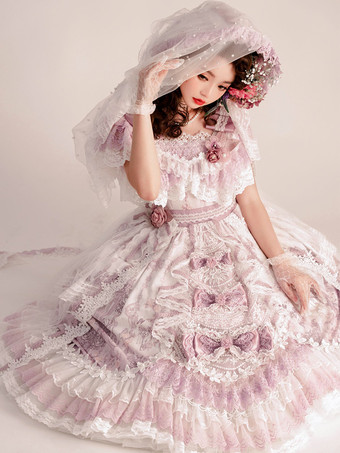 Robe Lolita douce en polyester manches courtes robe de mariée Lolita robe de mariée