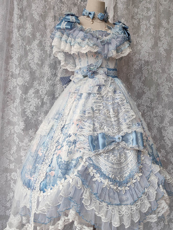 Robe Lolita douce en polyester manches courtes robe de mariée Lolita robe de mariée