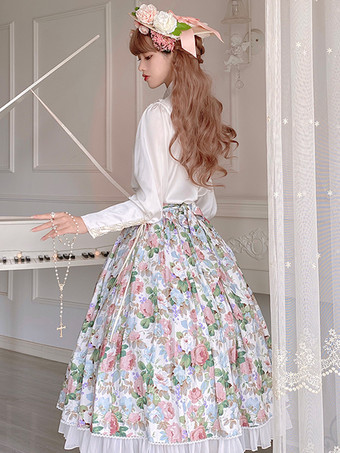 ロココスタイル ロリータ ブラウス ロリータ トップ フリル リボン 長袖 ブラウス ホワイト ロリータ シャツ