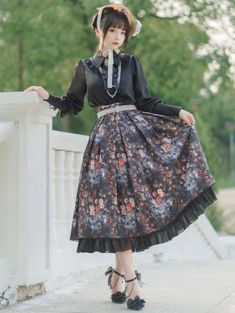 ロココスタイル ロリータ ブラウス ロリータ トップ フリル リボン 長袖 ブラウス ホワイト ロリータ シャツ