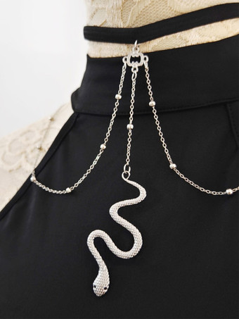ゴスロリアクセサリー シルバーチェーン スネーク柄 チョーカー メタル雑貨