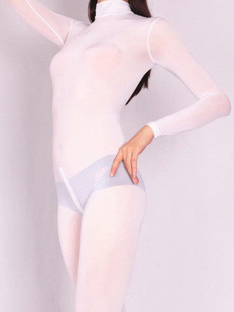 ホワイト セクシー全身タイツ セクシーな全身タイツコスチューム ブラック ソフトシルク 全身ボディスーツ 全身タイツコスチューム