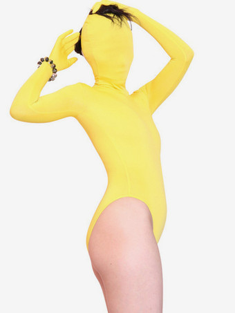 イエローセクシーなスーツ トライアングル ワンピース 高弾性 ポリエステル ボディスーツ ジャンプスーツ